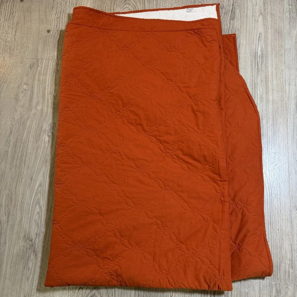 Vintage Rust Orange Woven Canon Full Twin Bedspread Embroidered Blanket USA‎